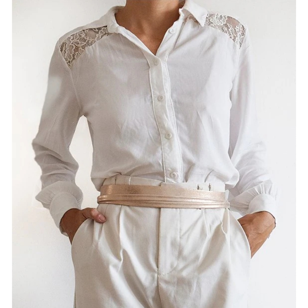 ADA Skinny Leather Wrap Belt In Mavi Metal
